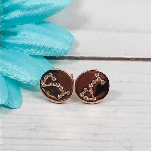 Sterling Silver Scorpio Earrings Rose Gold Plated - Picture 2 of 7